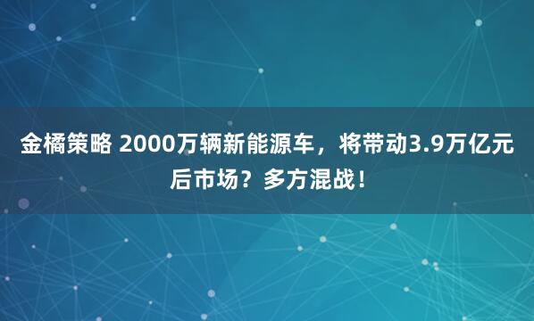 金橘策略 2000万辆新能源车，将带动3.9万亿元后市场？多方混战！